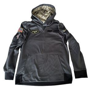 Nike Thermal Fit NFL On Field Apparel Military Hoodie NY JETS Y-LRG Black/Camo